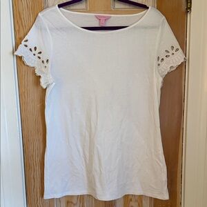 Lilly Pulitzer White Eyelet Short Sleeve Top